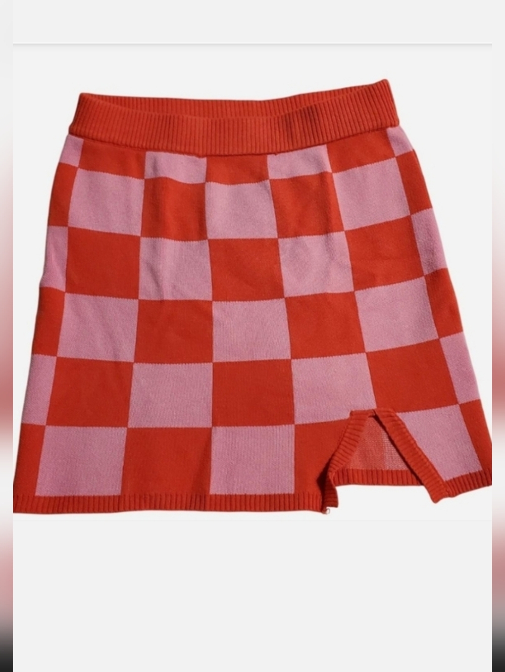 The Vintage Shop Retro Pink and Orange Checkered Bodycon Skirt, Size S